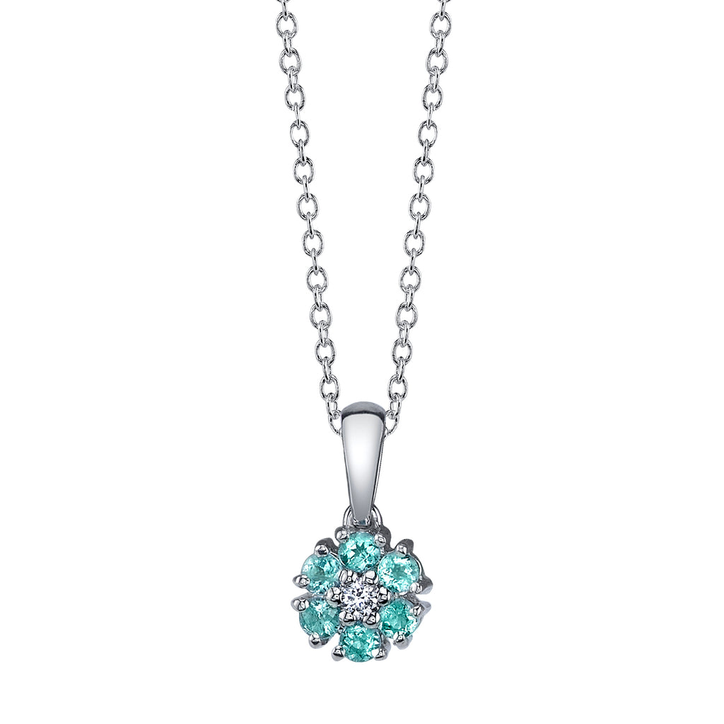 Floret - 18K White Gold Natural Paraiba Tourmaline Pendant