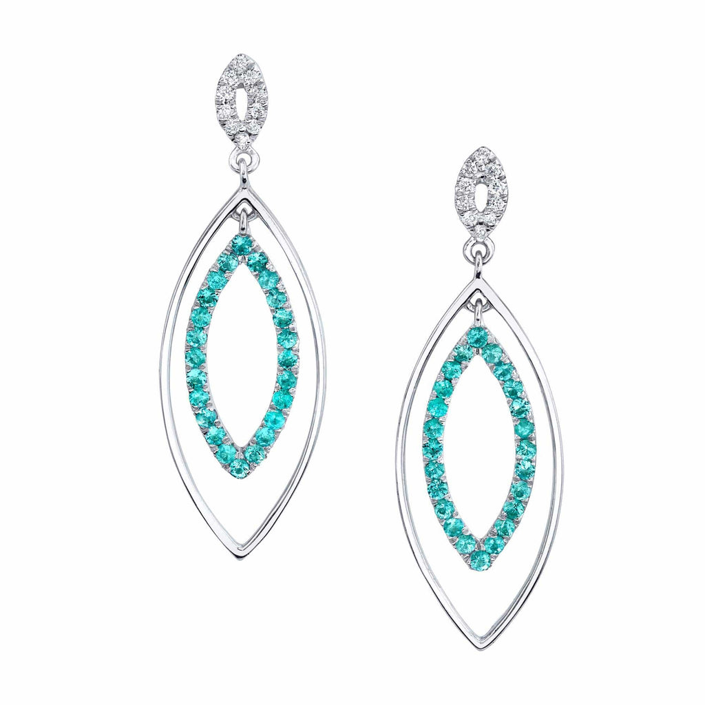 Private Eyes - 18K White Gold Natural Paraiba Tourmaline Earring