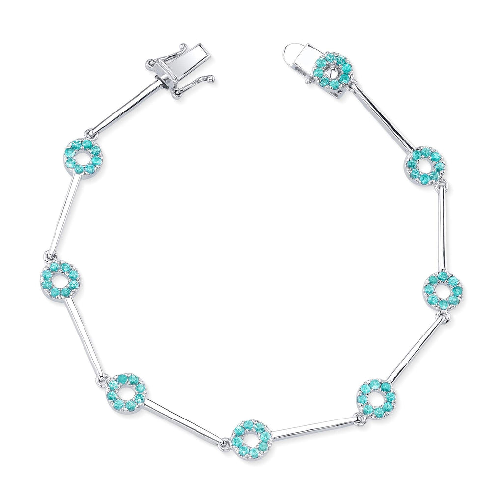 Circles of Love - 18K White Gold Natural Paraiba Tourmaline Bracelet