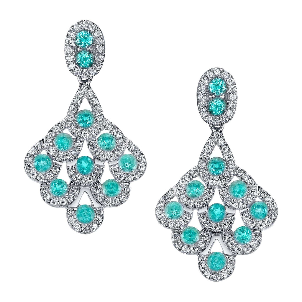 Star Shower - 18K White Gold Natural Paraiba Tourmaline Earring