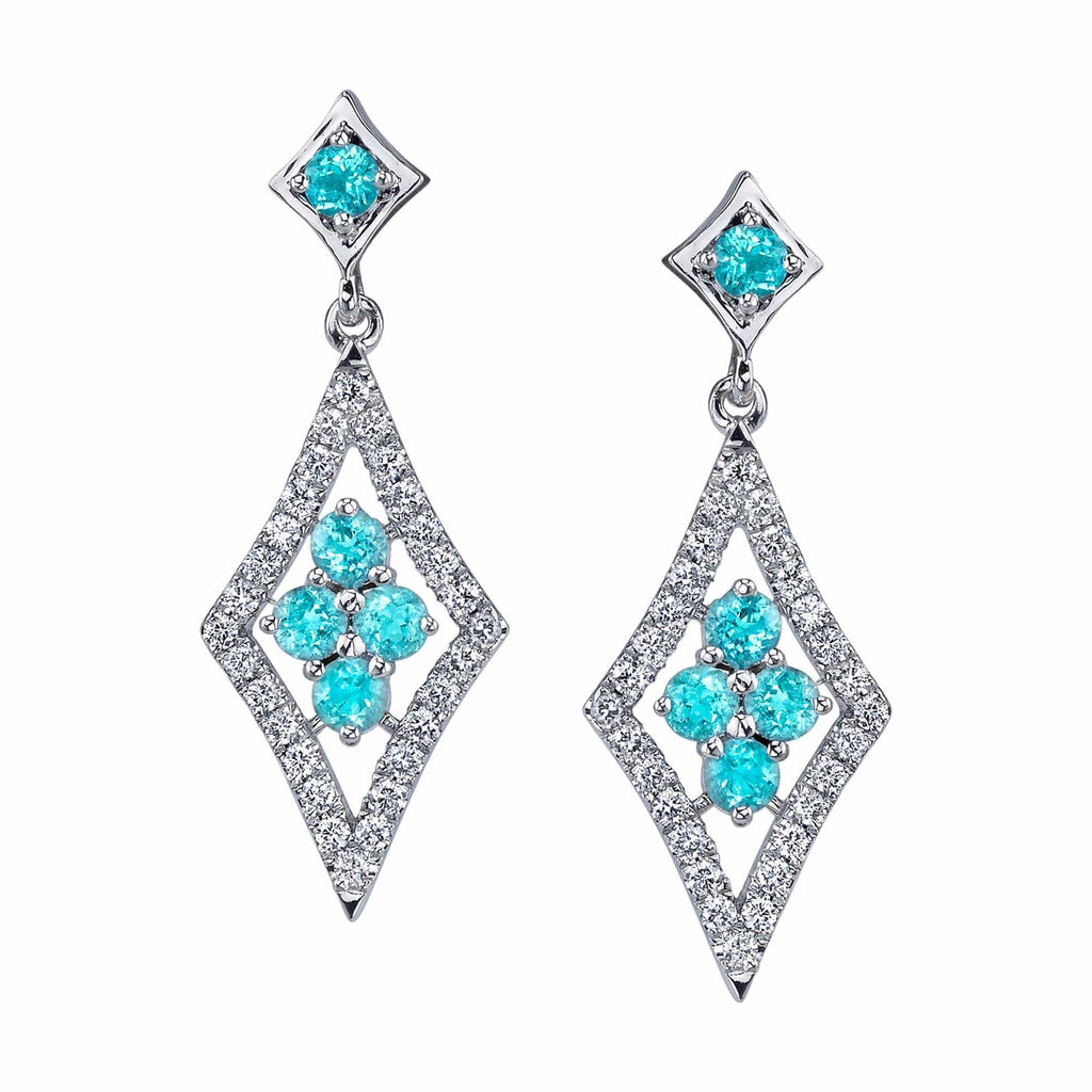 Night Blossom - 18K White Gold Natural Paraiba Tourmaline Earring