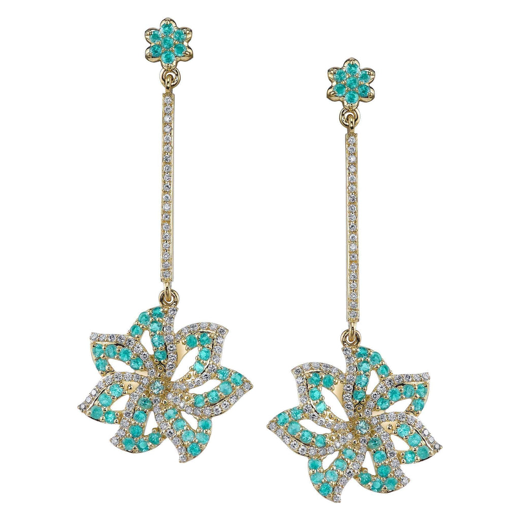 Light Bloom - 18K Yellow Gold Natural Paraiba Tourmaline Earring