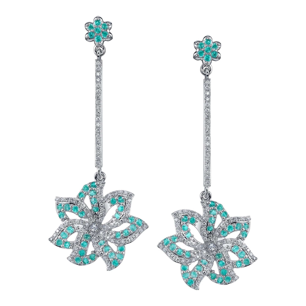 Light Bloom - 18K White Gold Natural Paraiba Tourmaline Earring