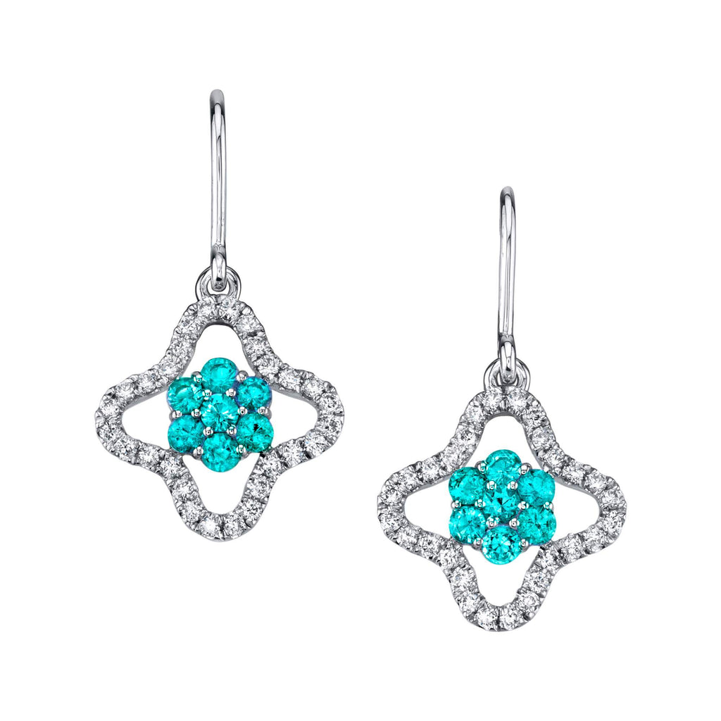 Blue Streak - 18K White Gold Natural Paraiba Tourmaline Earring