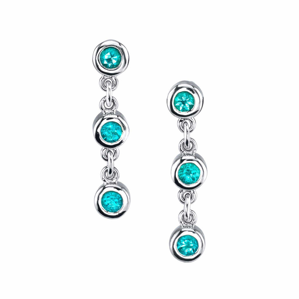 Playing for Keeps - 18K White Gold Natural Paraiba Tourmaline Earring
