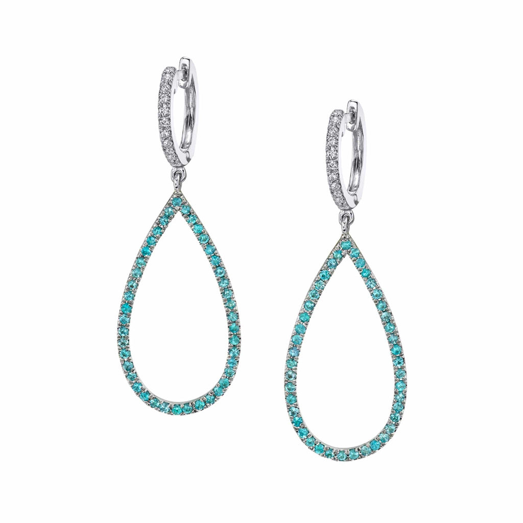 Mystic Rain - 18K White Gold Natural Paraiba Tourmaline Earring
