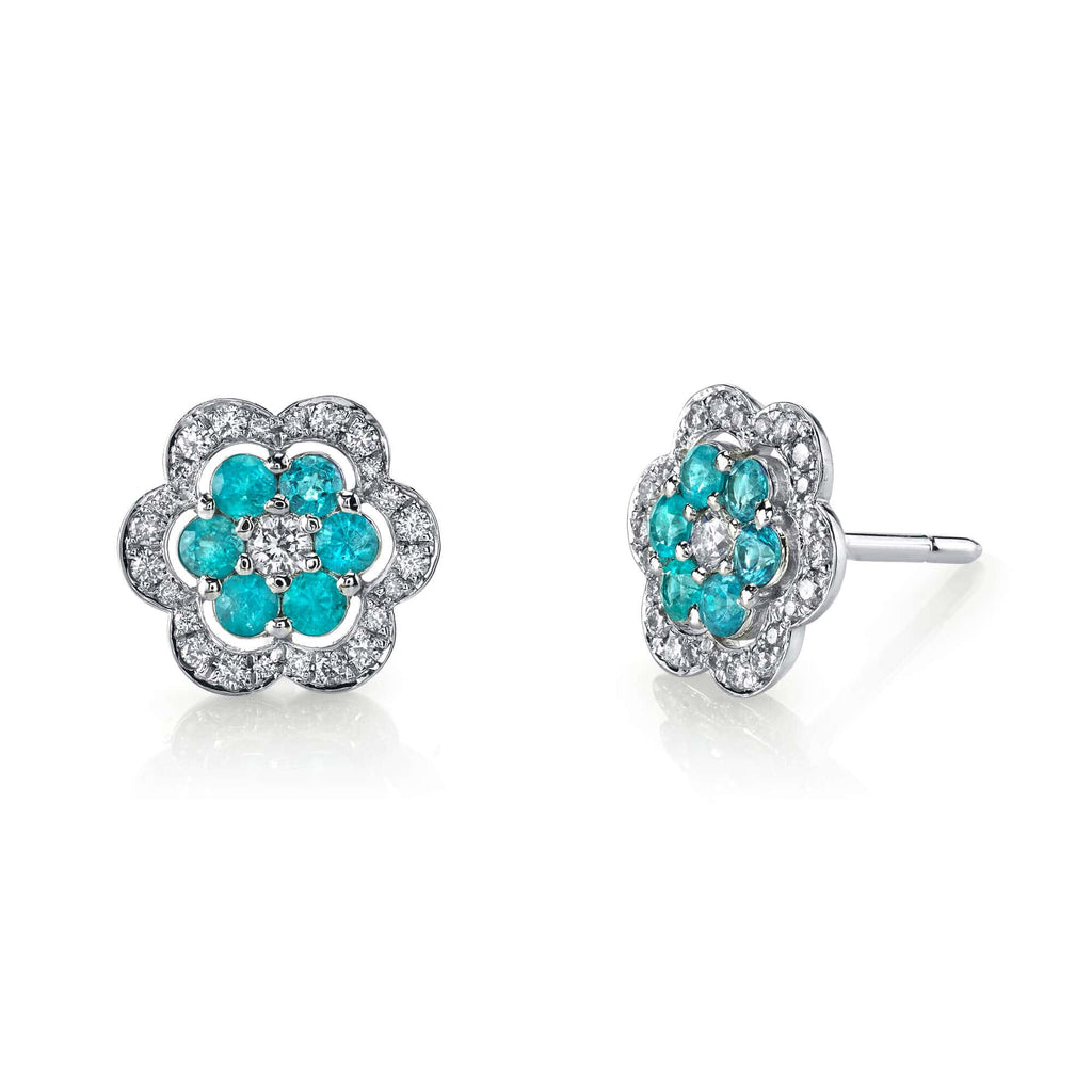 Summer Blossom - 18K White Gold Natural Paraiba Tourmaline Earring