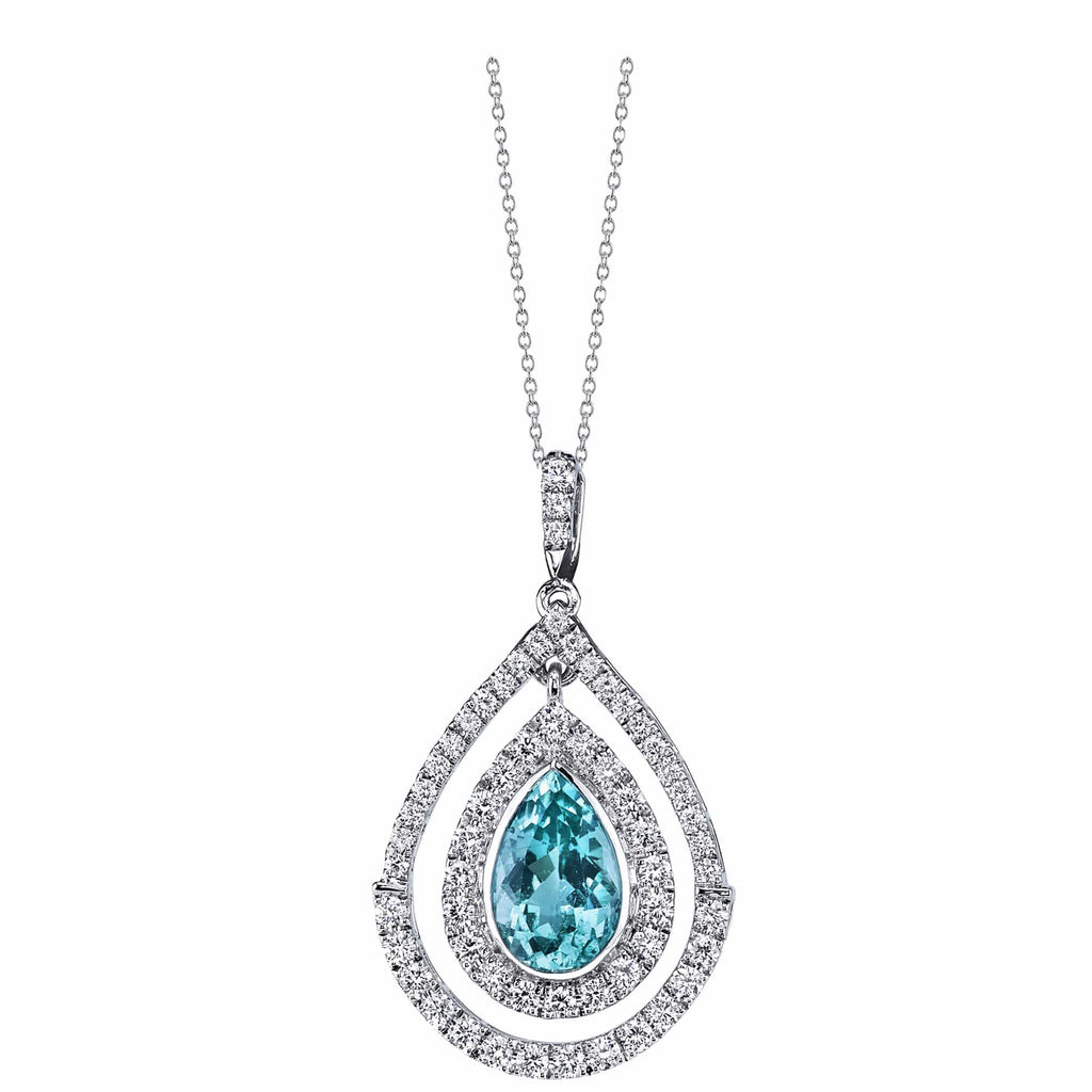 Ocean's Deep - 18K White Gold Natural Paraiba Tourmaline Pendant