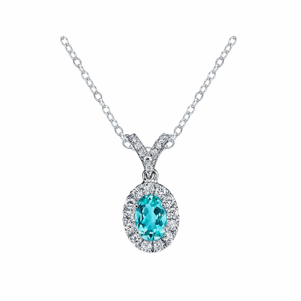 Tranquility - 18K White Gold Natural Paraiba Tourmaline Pendant