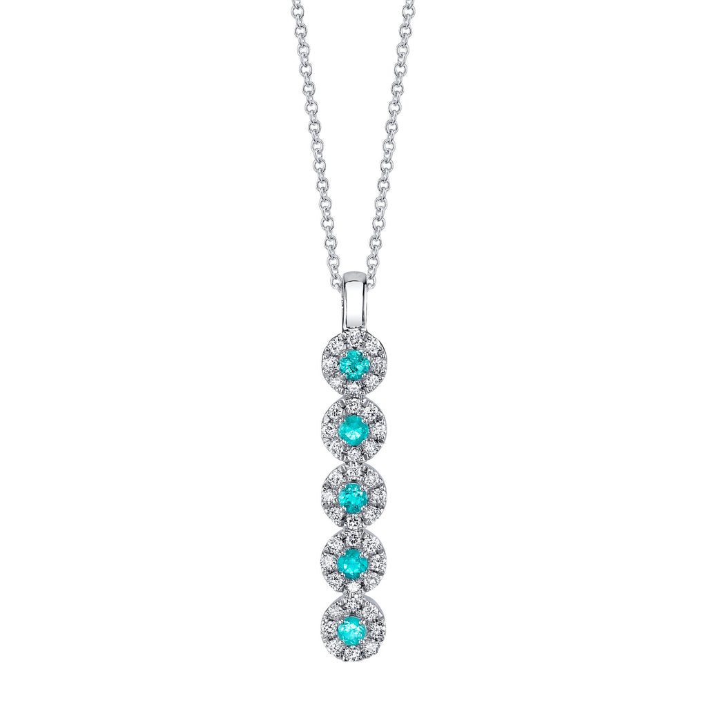 Falling Stars - 18K White Gold Natural Paraiba Tourmaline Pendant