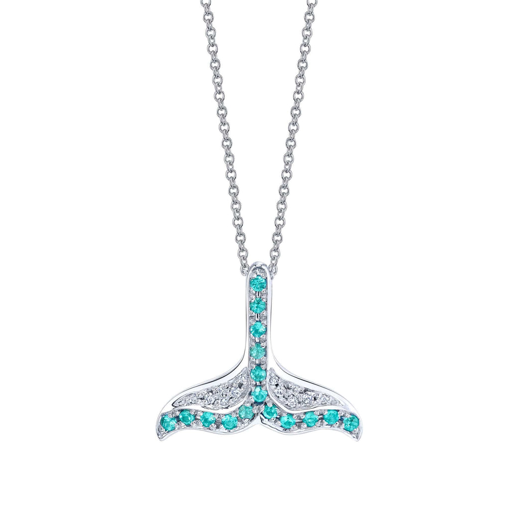 Lobtailing - 18K White Gold Natural Paraiba Tourmaline Pendant
