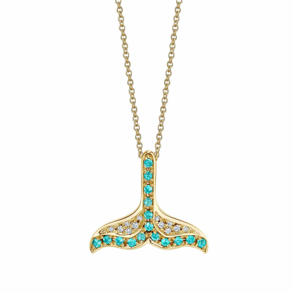 Lobtailing - 18K Yellow Gold Natural Paraiba Tourmaline Pendant