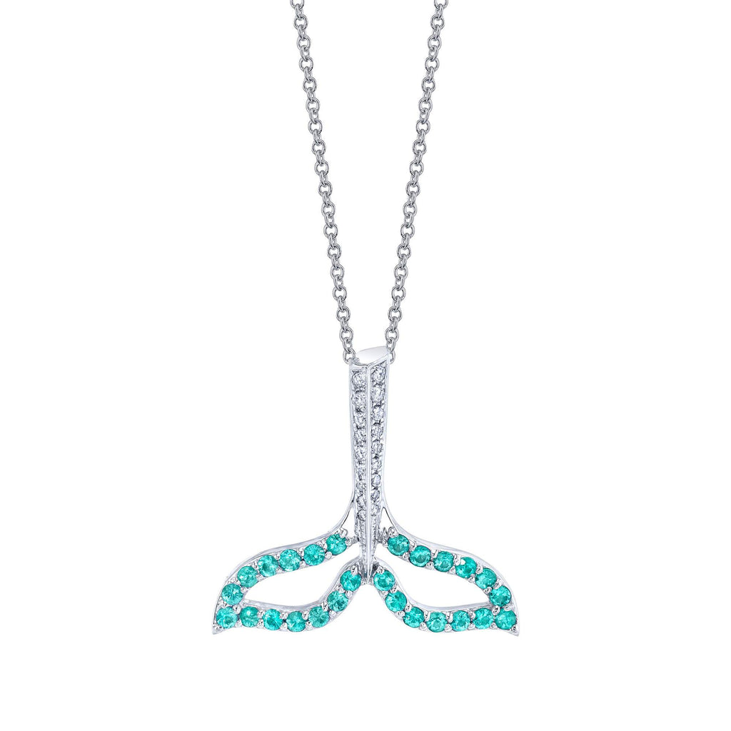 King of the Ocean - 18K White Gold Natural Paraiba Tourmaline Pendant