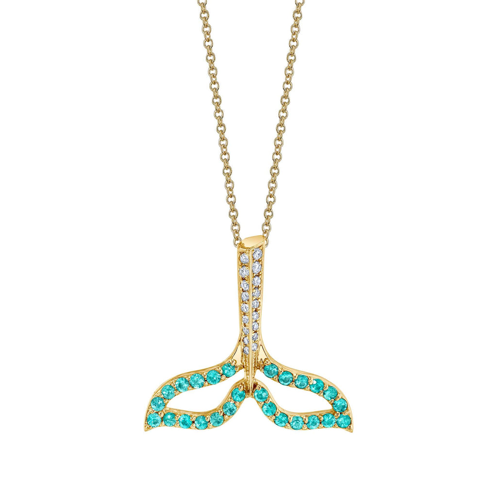 King of the Ocean - 18K Yellow Gold Natural Paraiba Tourmaline Pendant