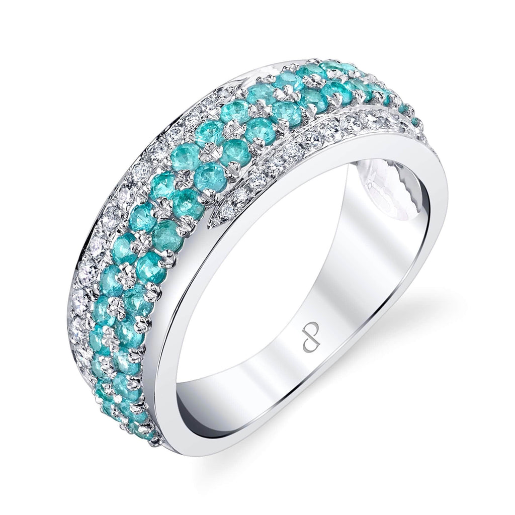 The Gemini - 18K White Gold Natural Paraiba Tourmaline Ring