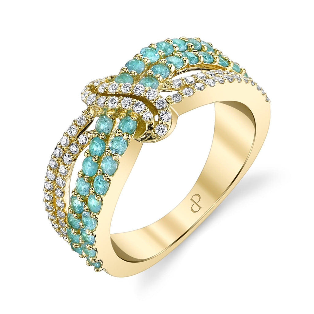 Love Tangle - 18K Yellow Gold Natural Paraiba Tourmaline Ring