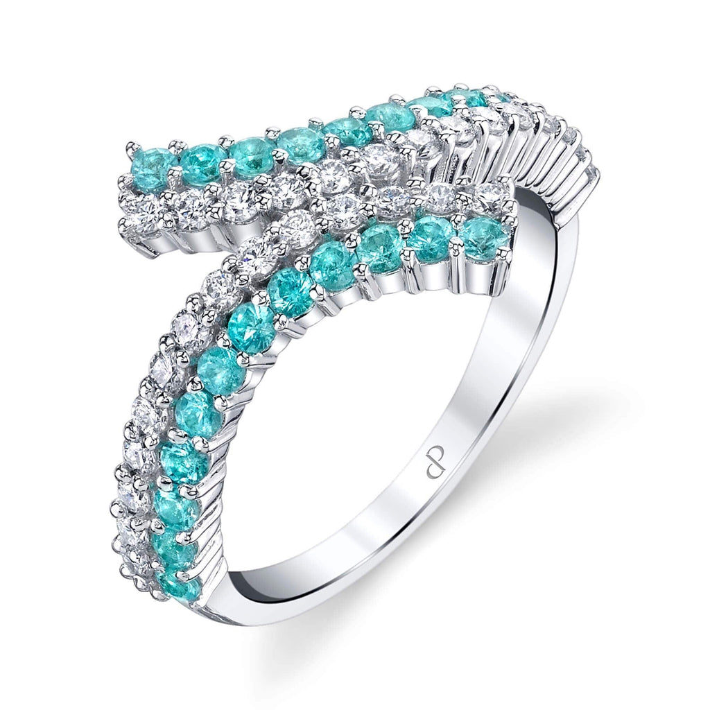 Natural Waves - 18K White Gold Natural Paraiba Tourmaline Ring