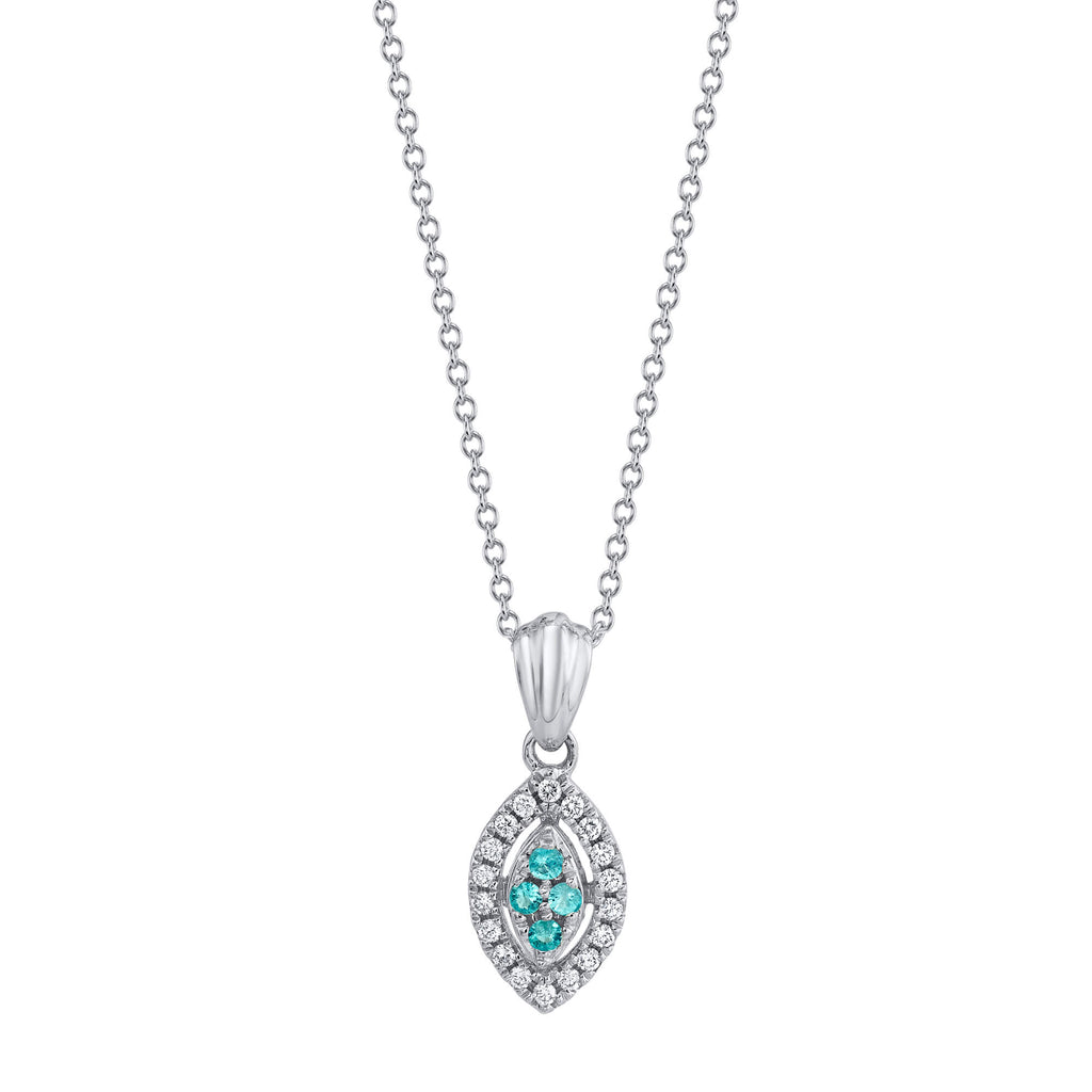 Daily Prayer - 18K White Gold Natural Paraiba Tourmaline Pendant