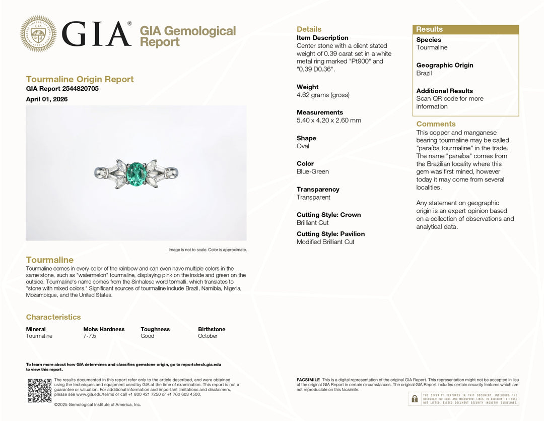 Electric Grace – Platinum Natural Brazilian Paraiba Tourmaline Diamond Ring (GIA)