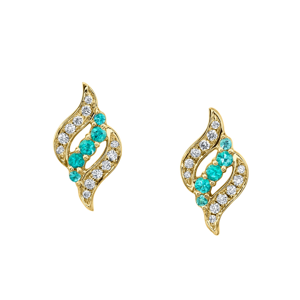 Oceanic Bliss - 18K Yellow Gold Natural Paraiba Tourmaline Earring