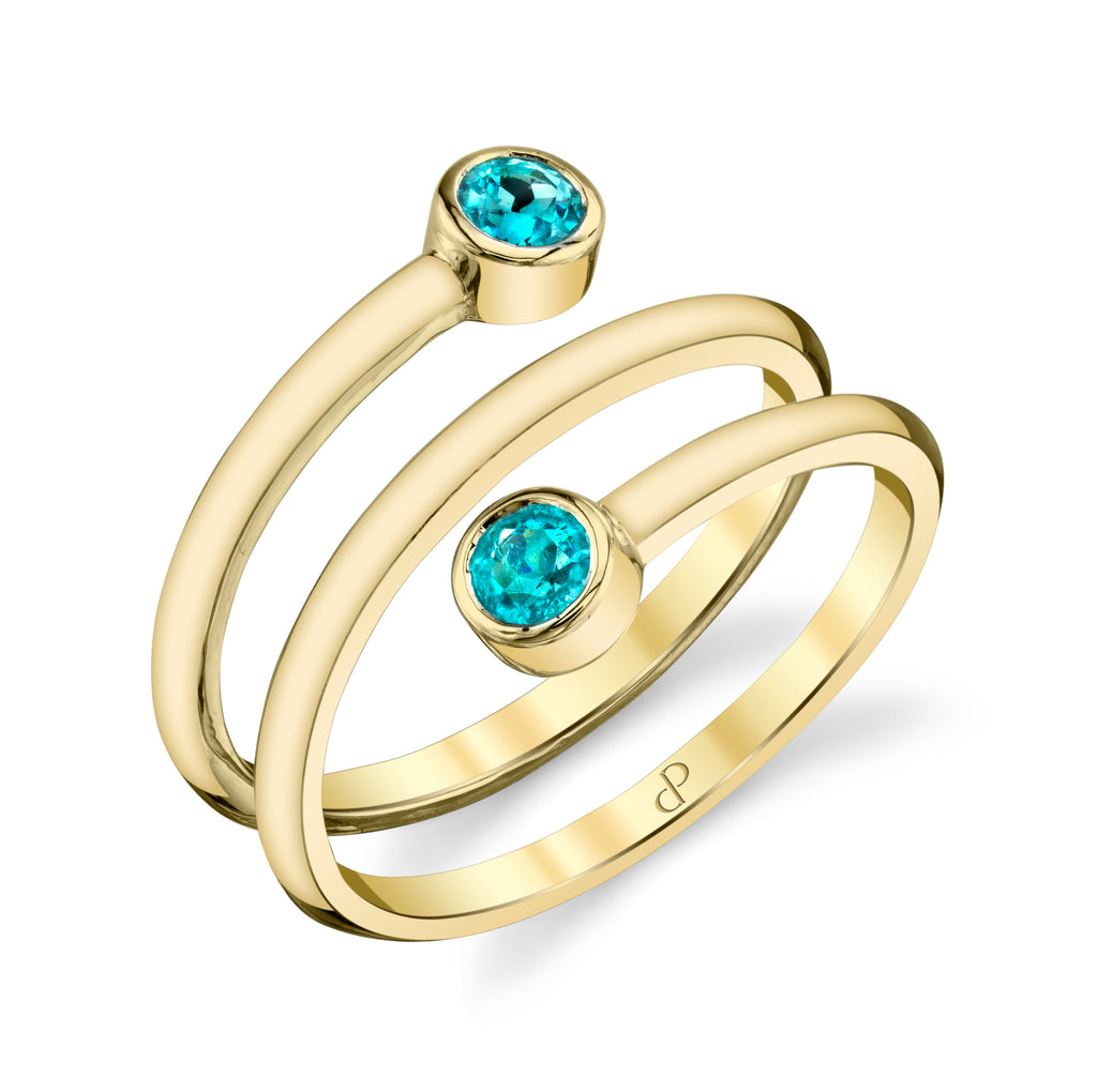 Love Balance - 18K Yellow Gold Natural Paraiba Tourmaline Ring