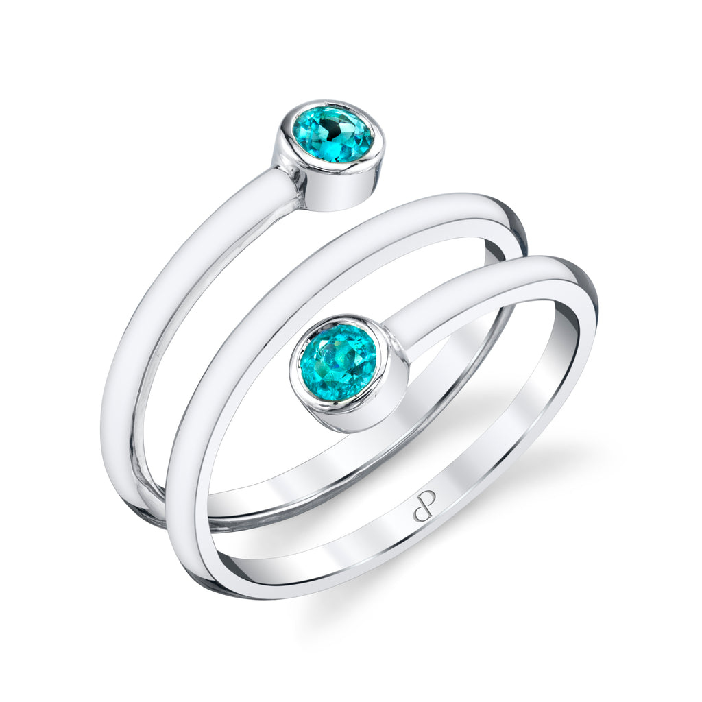 Love Balance - 18K White Gold Natural Paraiba Tourmaline Ring