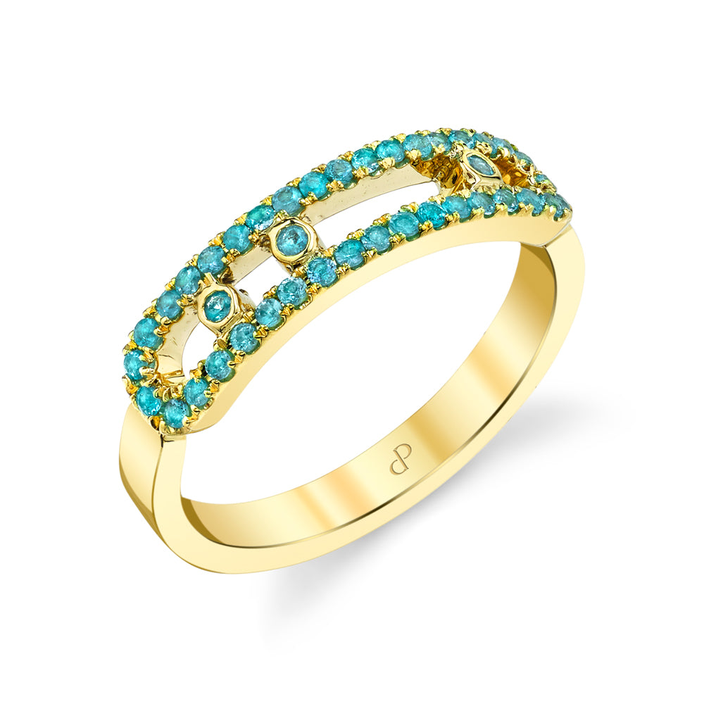 Stars Collide - 18K Yellow Gold Natural Paraiba Tourmaline Ring