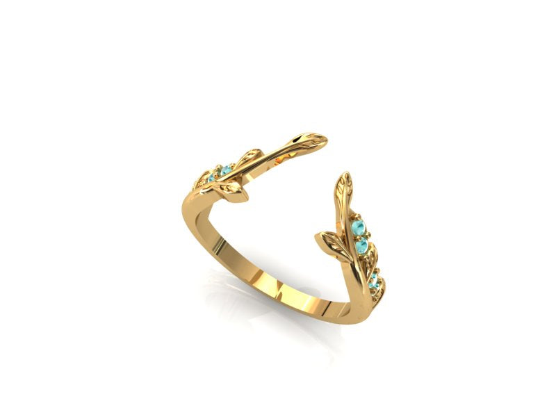 Custom Ring - 14K Yellow Gold Natural Paraiba Tourmaline Ring