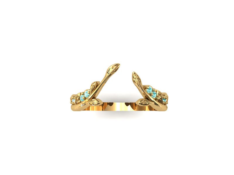 Custom Ring - 14K Yellow Gold Natural Paraiba Tourmaline Ring