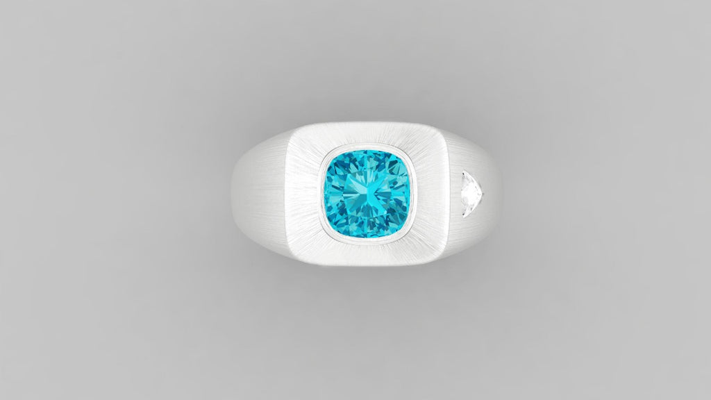 Men's Custom - Platinum Natural Paraiba Tourmaline Ring