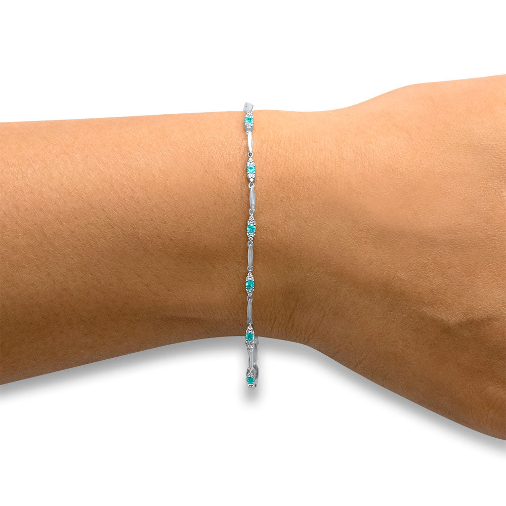 Deep Dreams - 18K White Gold Natural Paraiba Tourmaline Bracelet