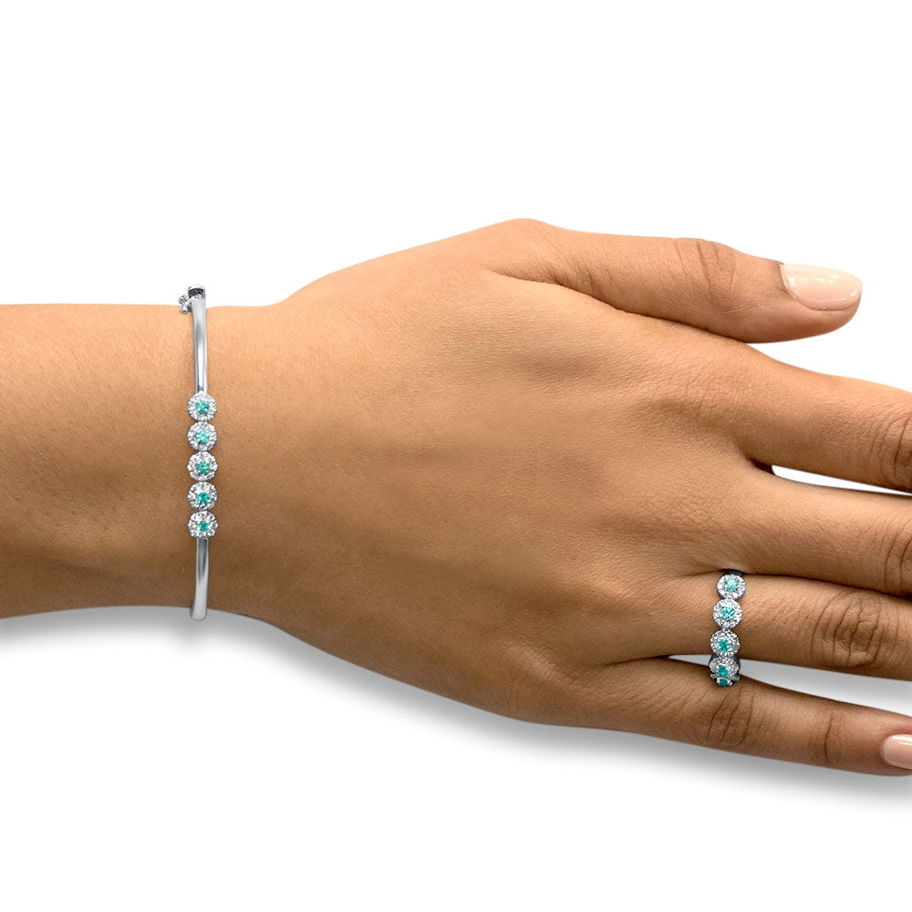 Crystal Seas - 18K White Gold Natural Paraiba Tourmaline Bangle