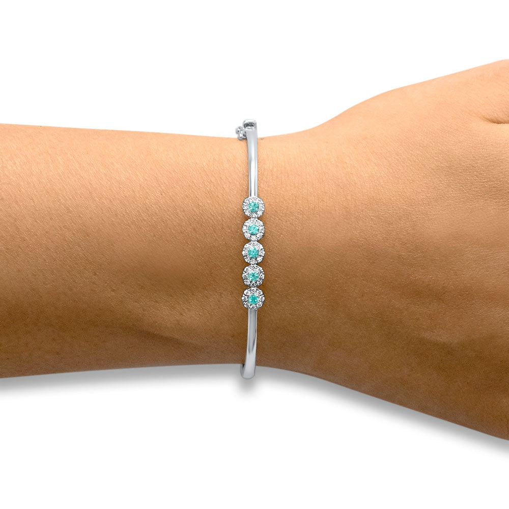 Crystal Seas - 18K White Gold Natural Paraiba Tourmaline Bangle
