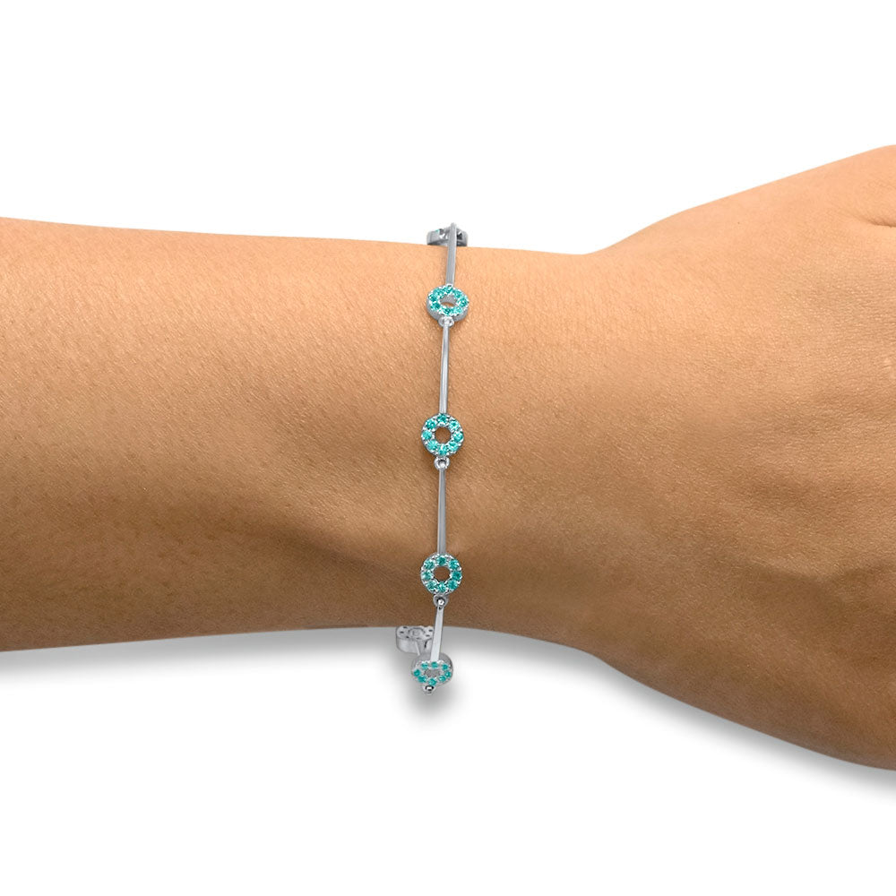 Circles of Love - 18K White Gold Natural Paraiba Tourmaline Bracelet
