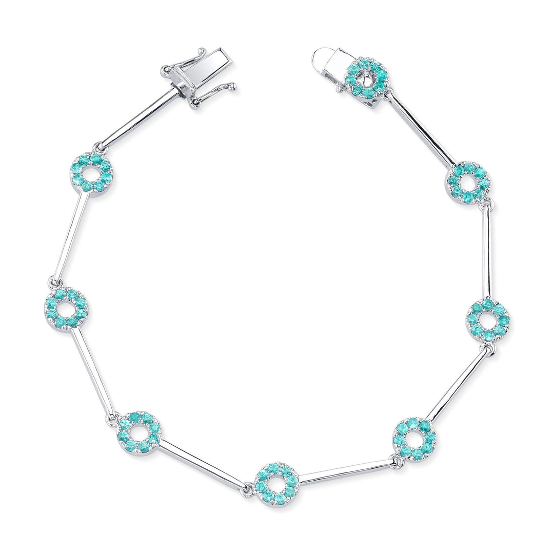 Circles of Love - 18K White Gold Natural Paraiba Tourmaline Bracelet