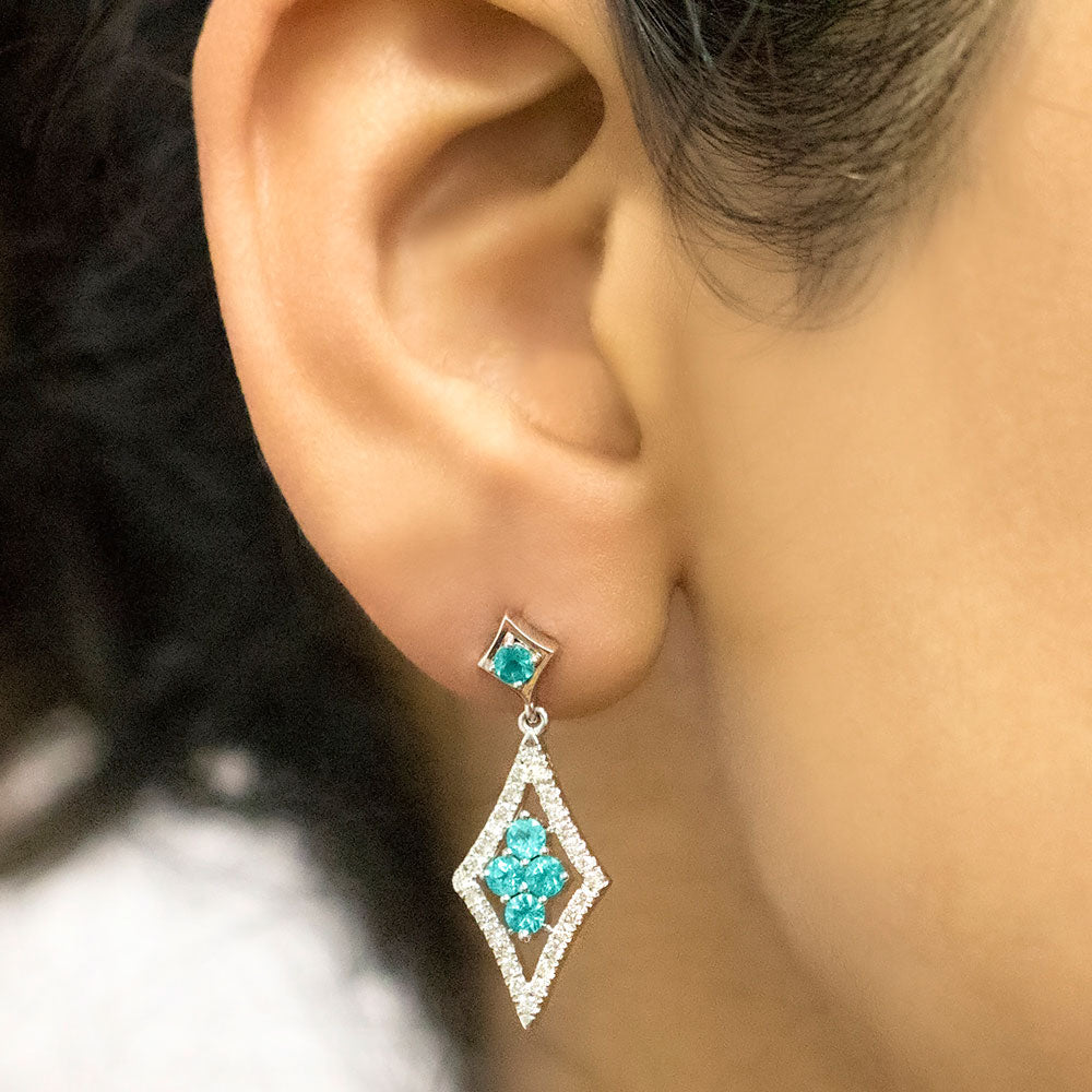 Night Blossom - 18K White Gold Natural Paraiba Tourmaline Earring