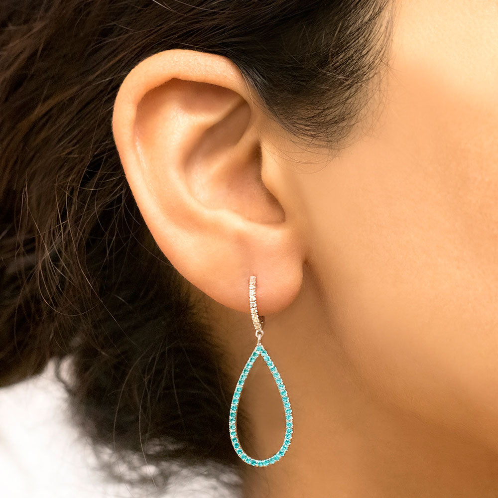 Mystic Rain - 18K White Gold Natural Paraiba Tourmaline Earring