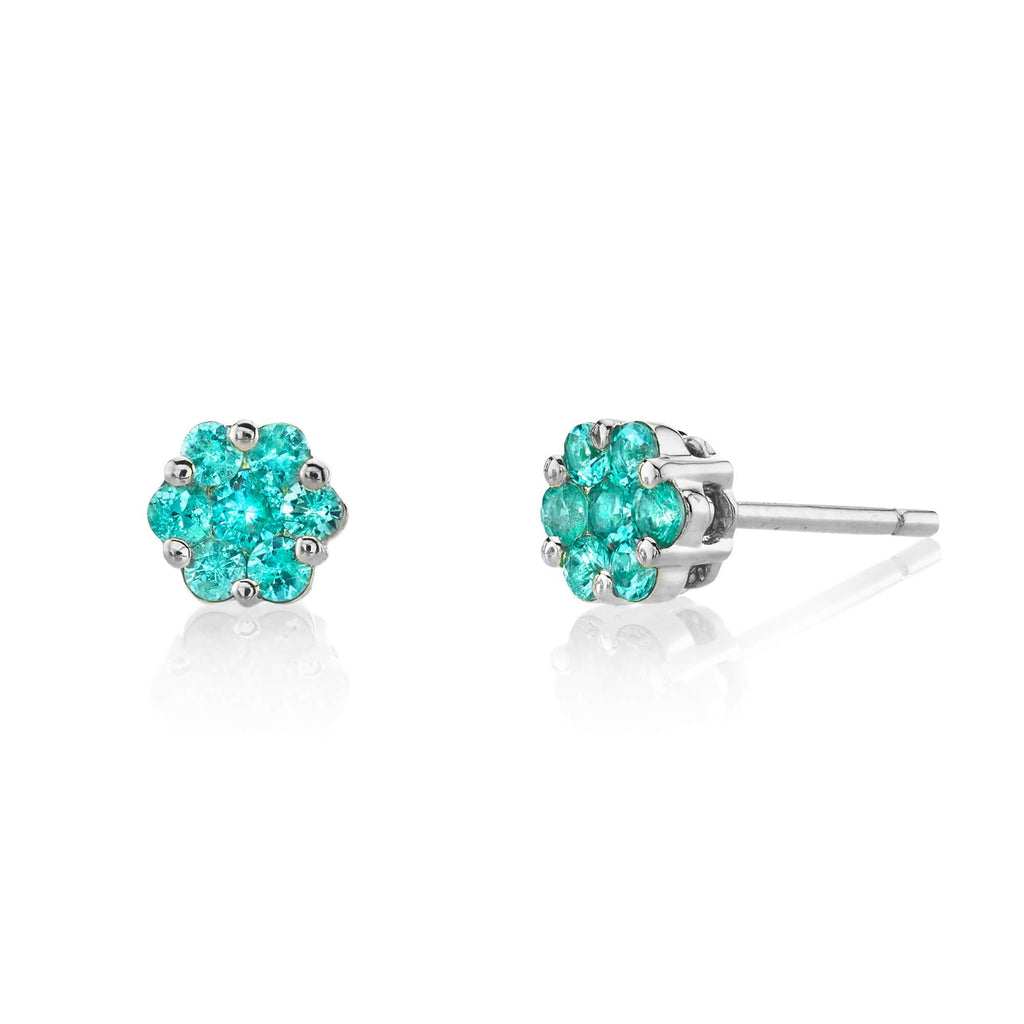 Forget Me Not - 18K White Gold Natural Paraiba Tourmaline Earring