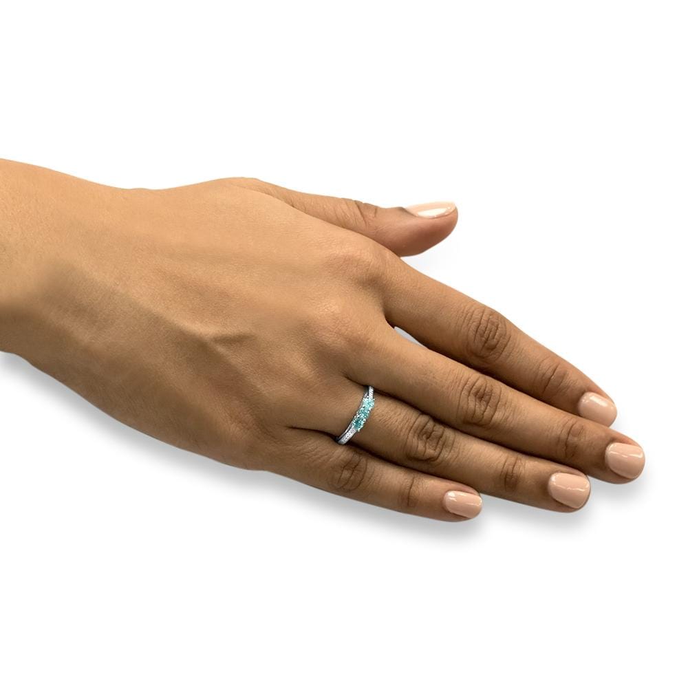 Touch of Hope - 18K White Gold Natural Paraiba Tourmaline Ring