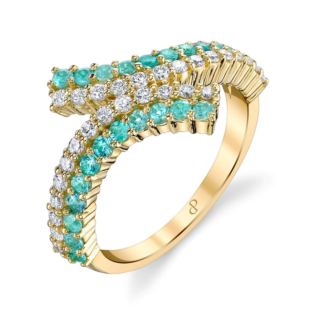 Natural Waves - 18K Yellow Gold Natural Paraiba Tourmaline Ring