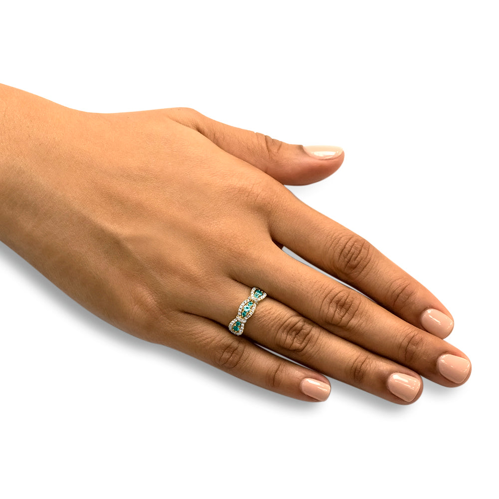 Blue Rose - 18K Yellow Gold Natural Paraiba Tourmaline Ring