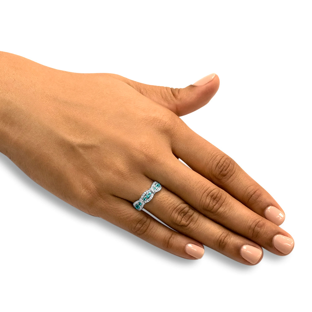 Blue Rose - 18K White Gold Natural Paraiba Tourmaline Ring