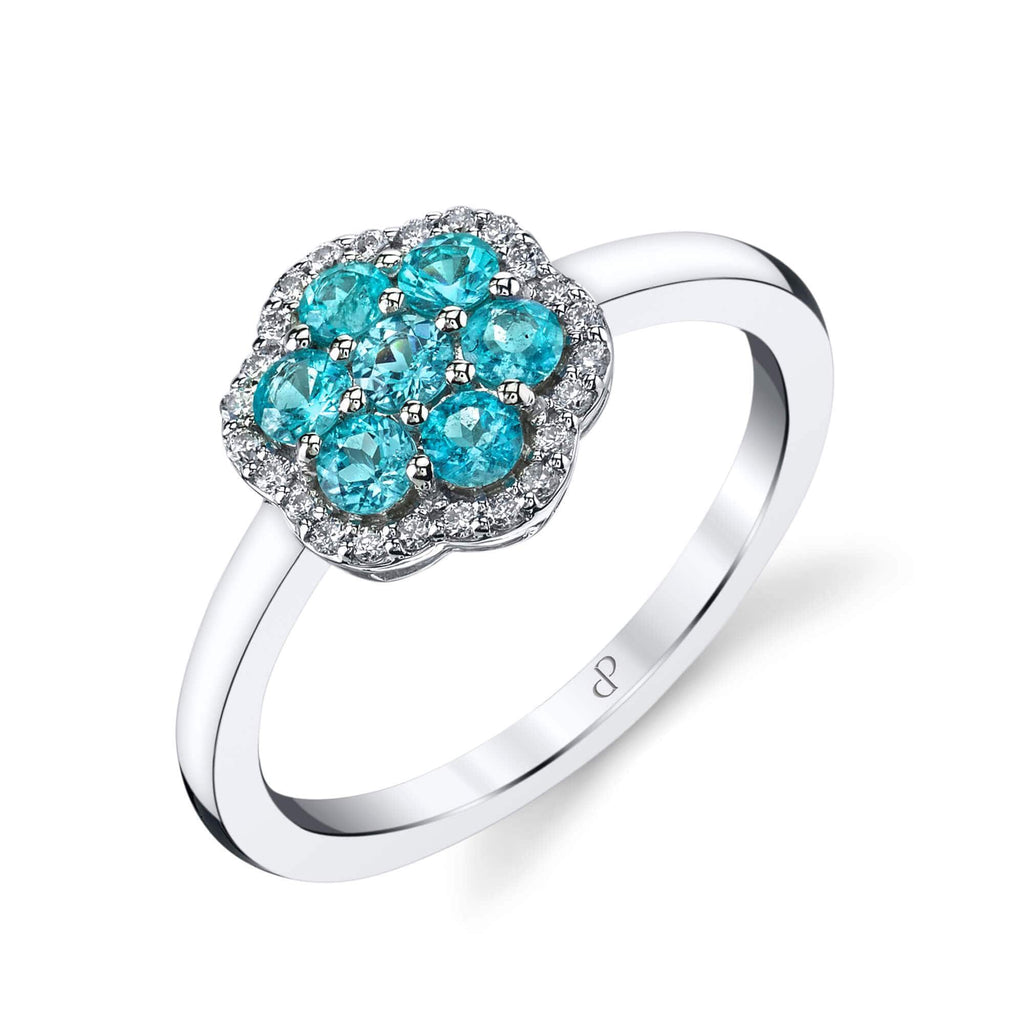 Two Kind Hearts - 18K White Gold Natural Paraiba Tourmaline Ring
