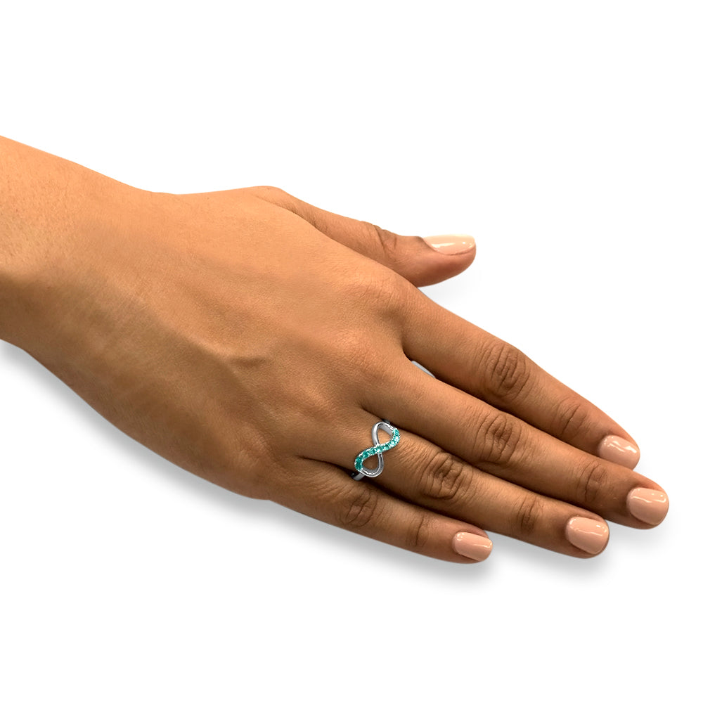 Infinity and Beyond - 18K White Gold Natural Paraiba Tourmaline Ring