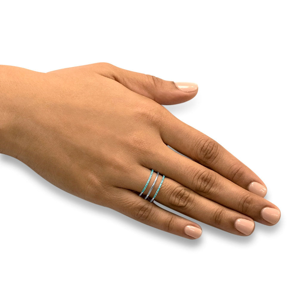 Between the Lines - 18K White Gold Natural Paraiba Tourmaline Ring