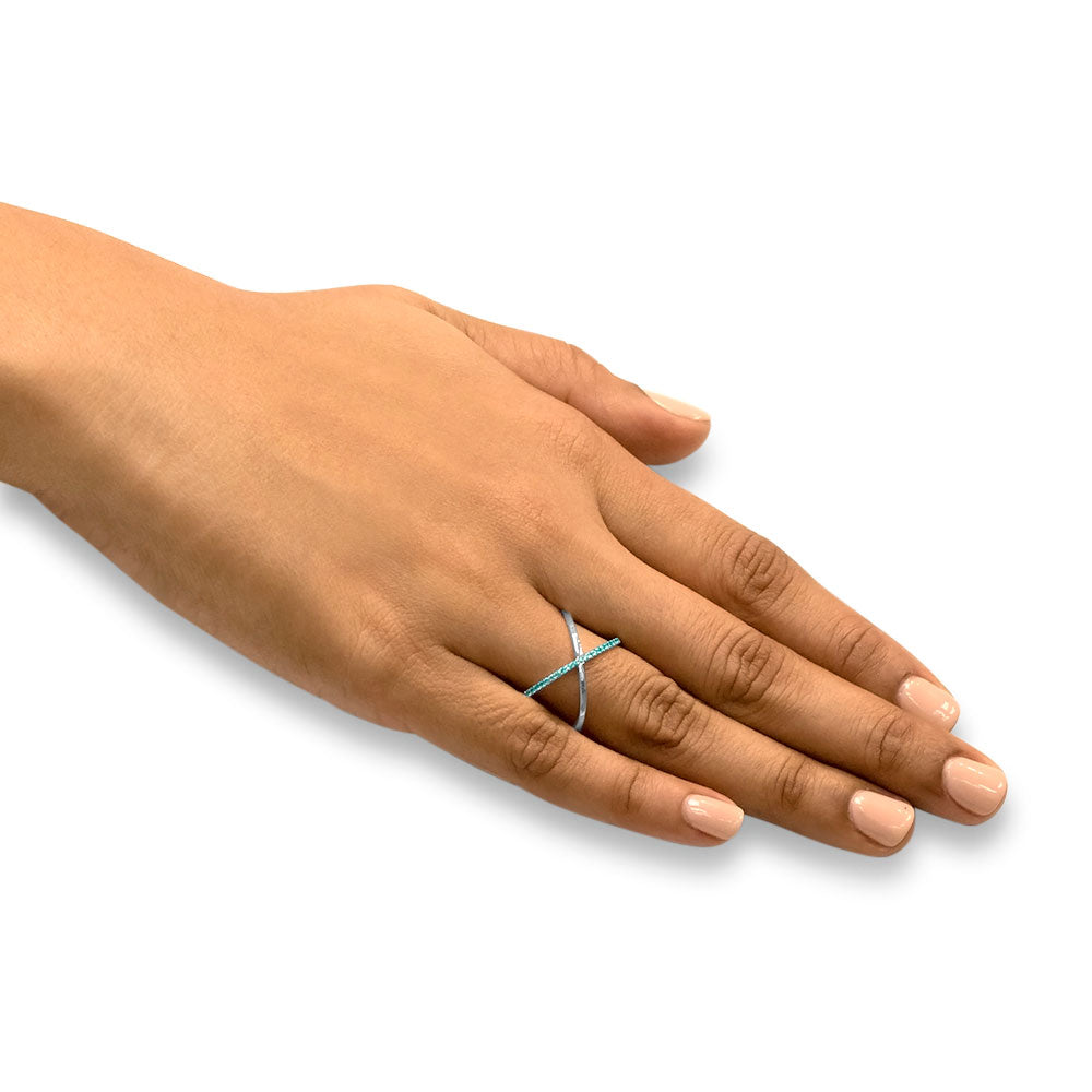Entwined Affection - 18K White Gold Natural Paraiba Tourmaline Ring