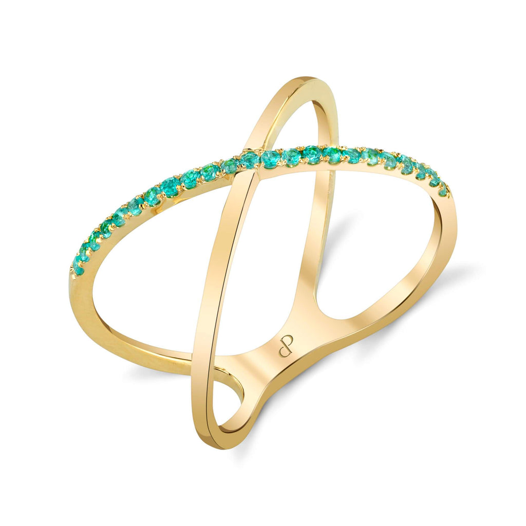 Entwined Affection - 18K Yellow Gold Natural Paraiba Tourmaline Ring