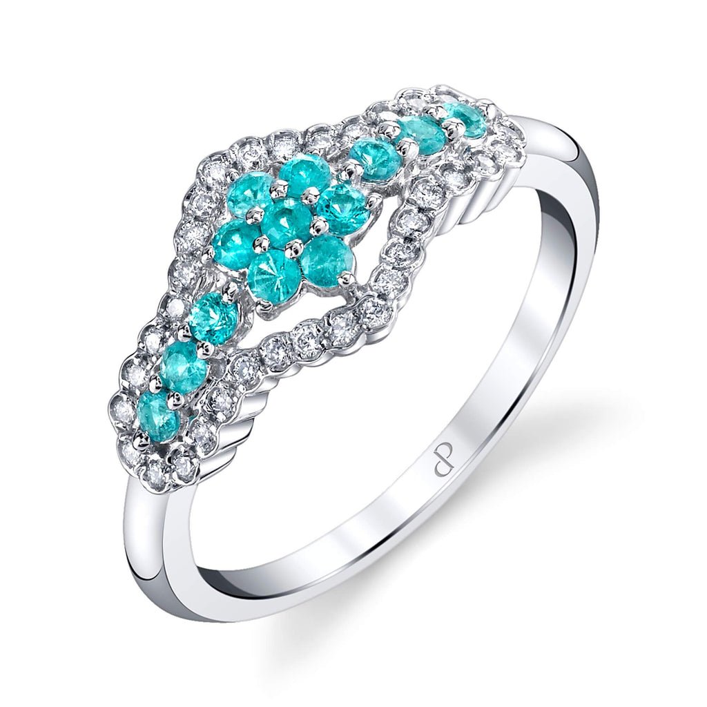 Blissful Night - 18K White Gold Natural Paraiba Tourmaline Ring