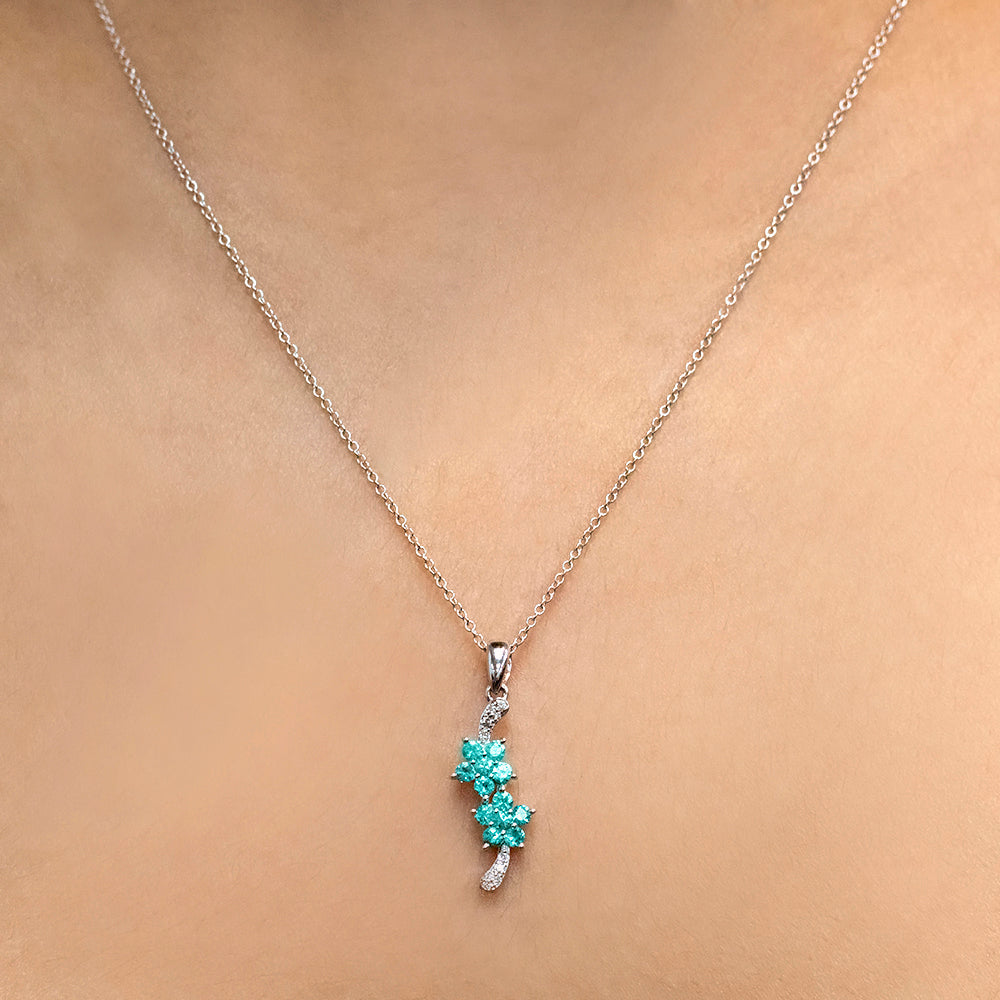 Parallel Worlds - 18K White Gold Natural Paraiba Tourmaline Pendant