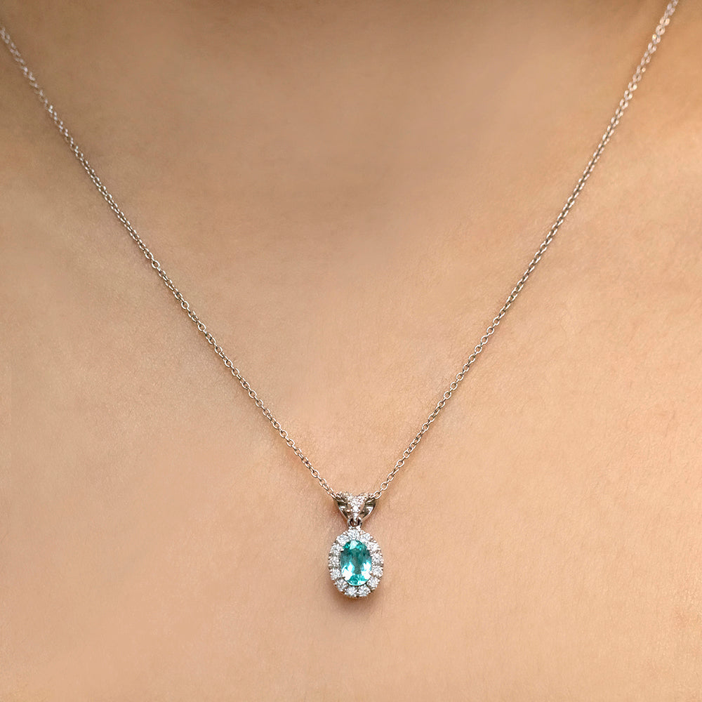 Tranquility - 18K White Gold Natural Paraiba Tourmaline Pendant